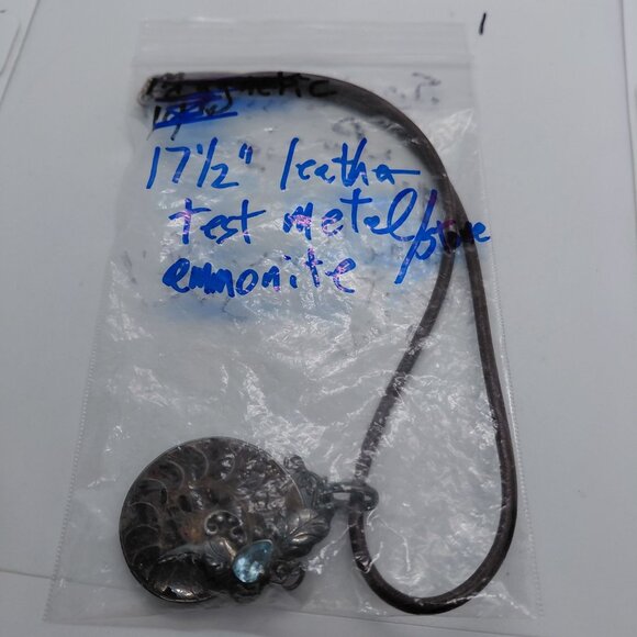 Ammonite slice on brown leather cord necklace - Picture 4 of 4